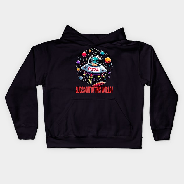 Intergalactic Pizza Delivery Kids Hoodie by maknatess